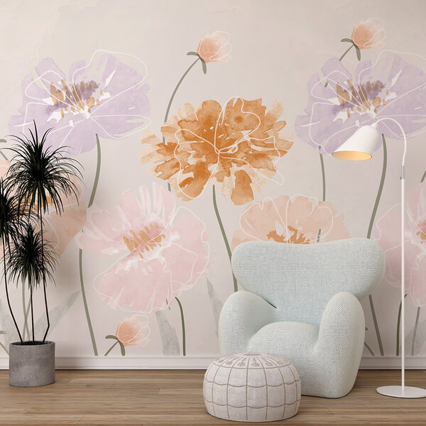 Grup de flori cu frunze Fototapet Grup de flori cu frunze