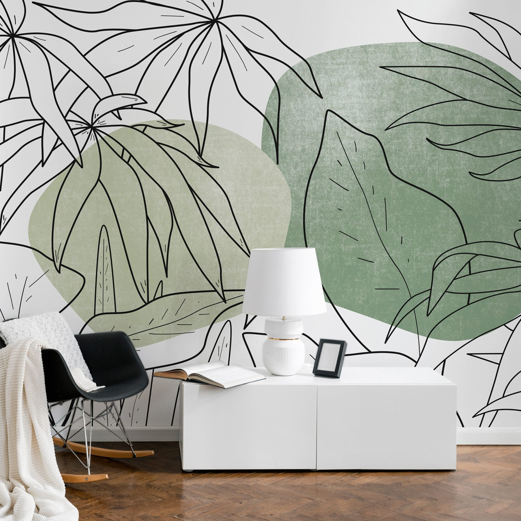Drawing of leaves and plants