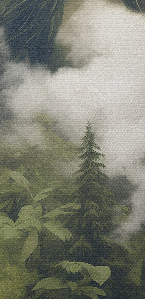 Woman's face with clouds and trees Woman's face with clouds and trees