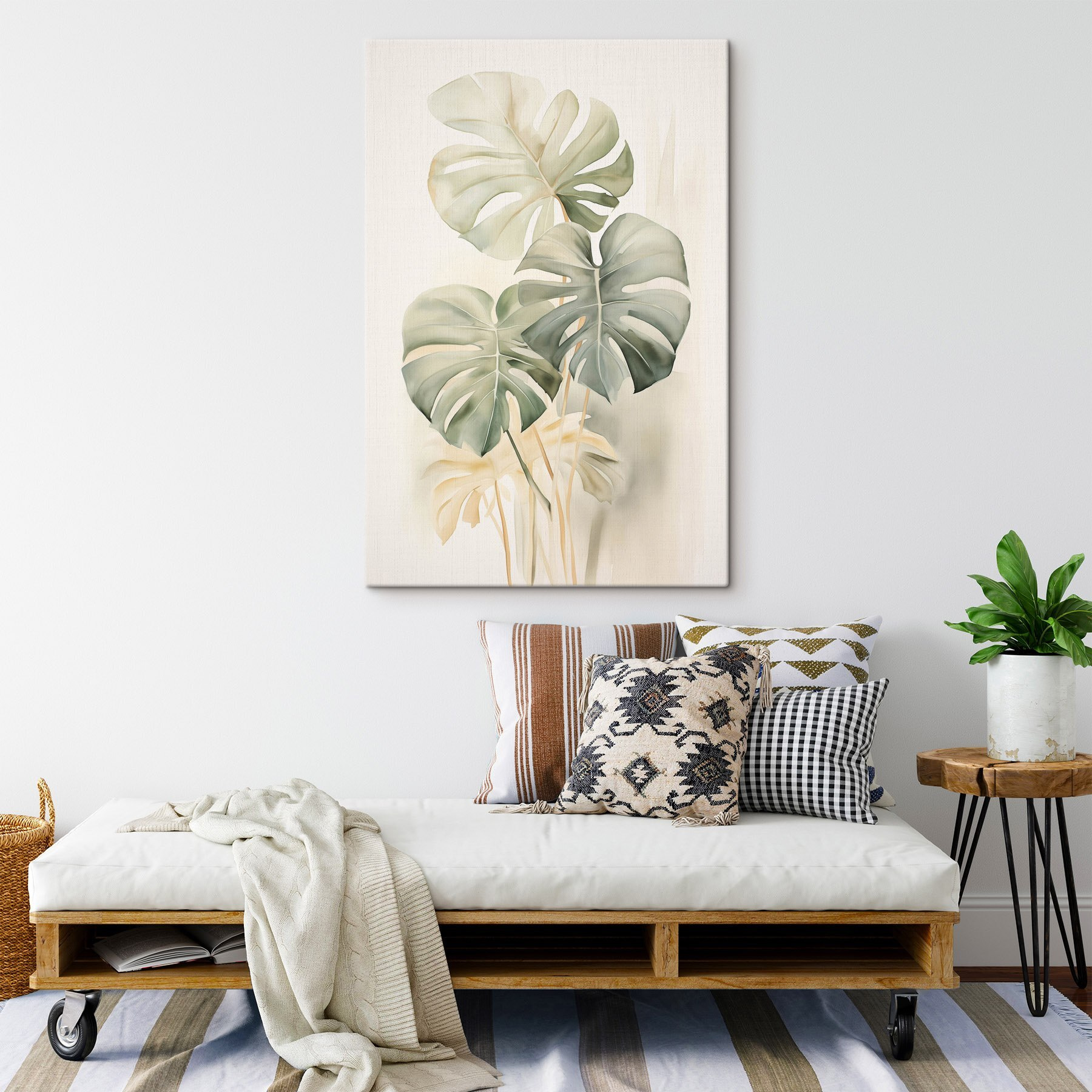 Painting of leaves on a white background Painting of leaves on a white background