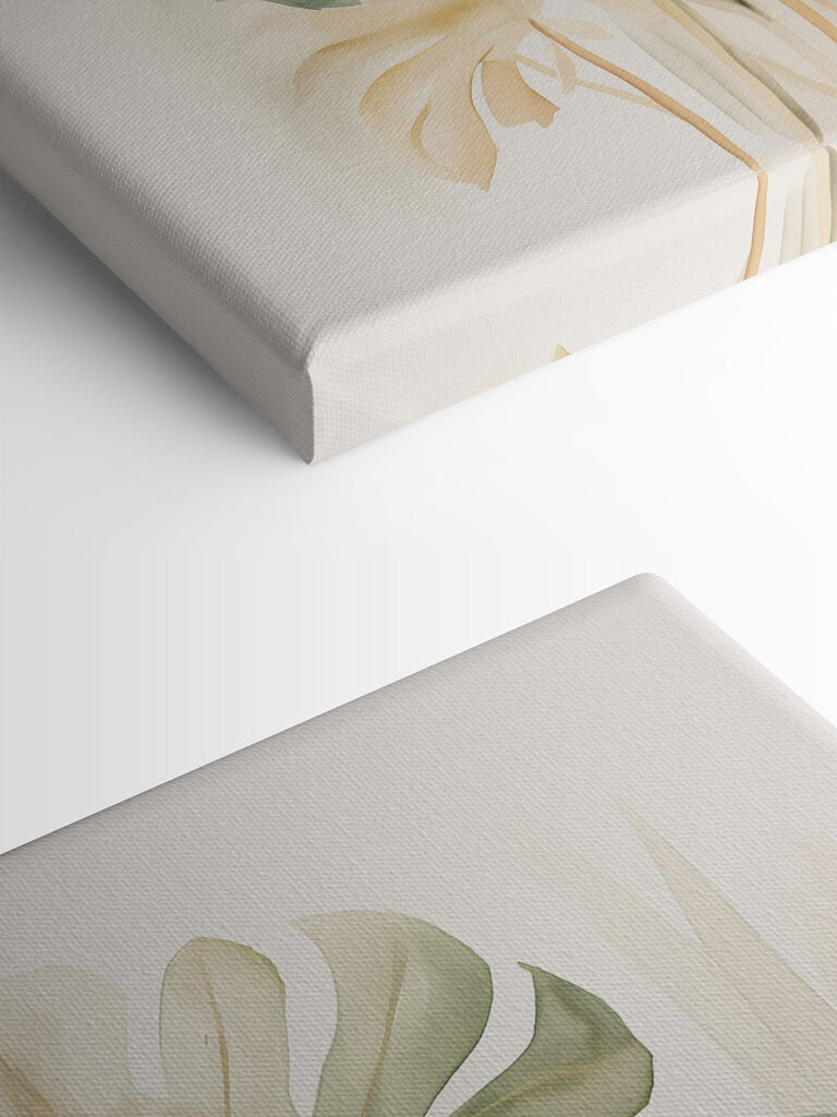 Painting of leaves on a white background Painting of leaves on a white background