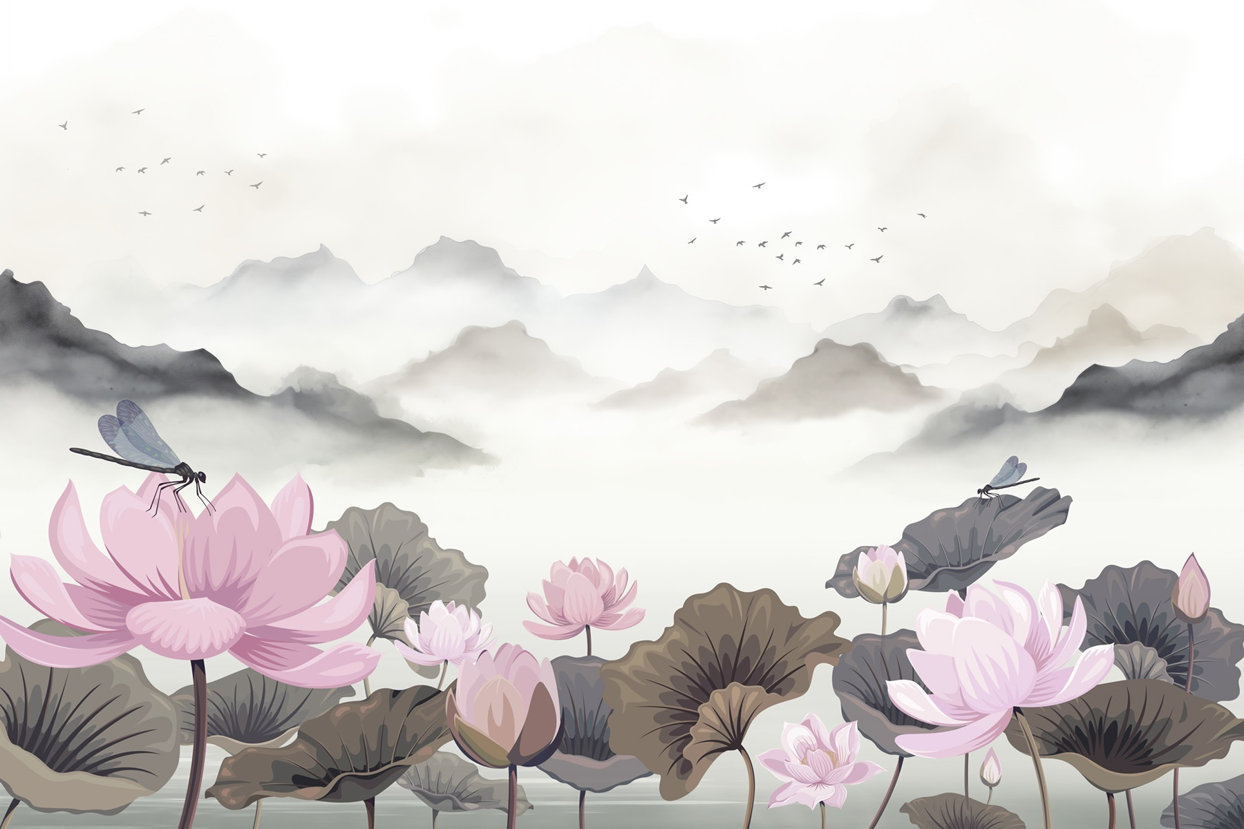 Painting of flowers and water Painting of flowers and water
