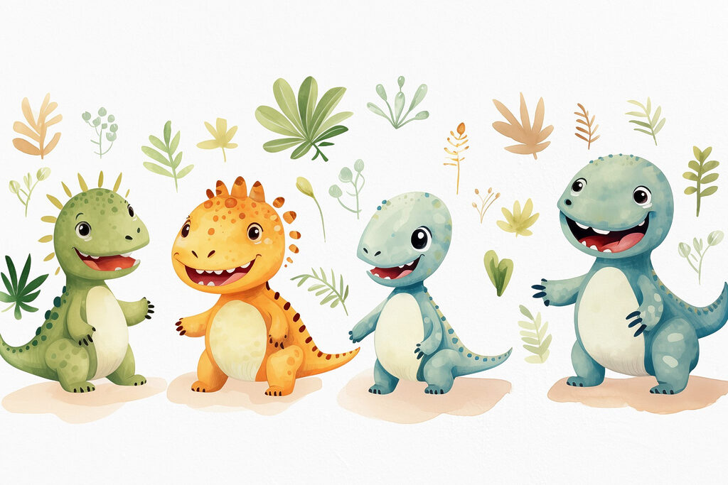 Group of cartoon dinosaurs Group of cartoon dinosaurs