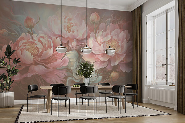 Painting of flowers on a surface