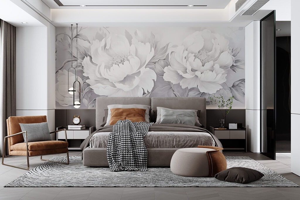 Elegant white floral arrangement on canvas