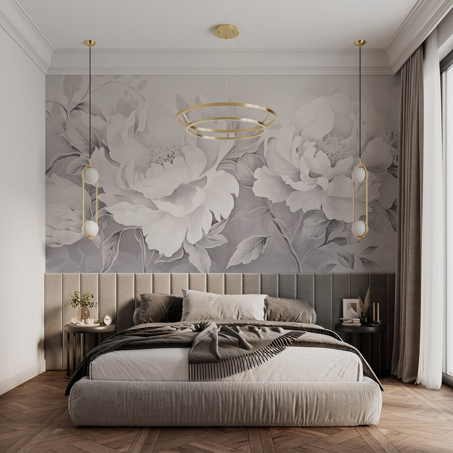 Elegant white floral arrangement on canvas Elegant white floral arrangement on canvas