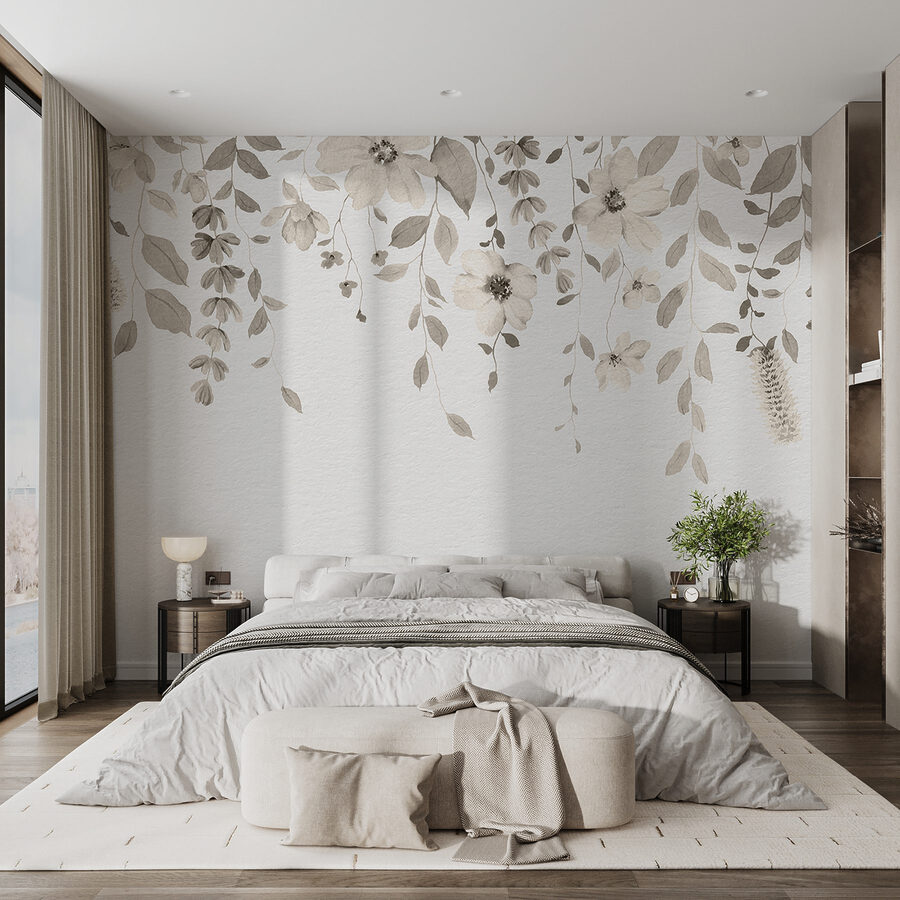 Design botanic moale pe fundal alb