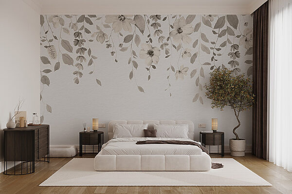 Design botanic moale pe fundal alb Design botanic moale pe fundal alb