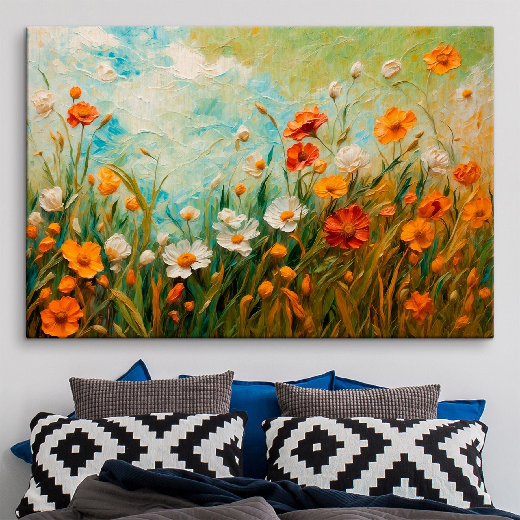 Painting of flowers in a field Painting of flowers in a field