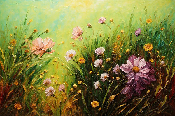 Pictura de flori într-un câmp Pictura de flori într-un câmp