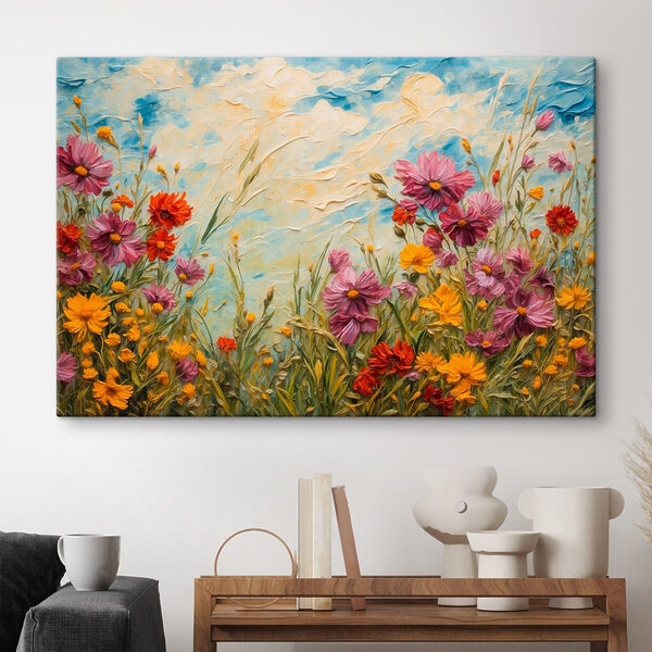 Pictura de flori și iarbă Pictura de flori și iarbă