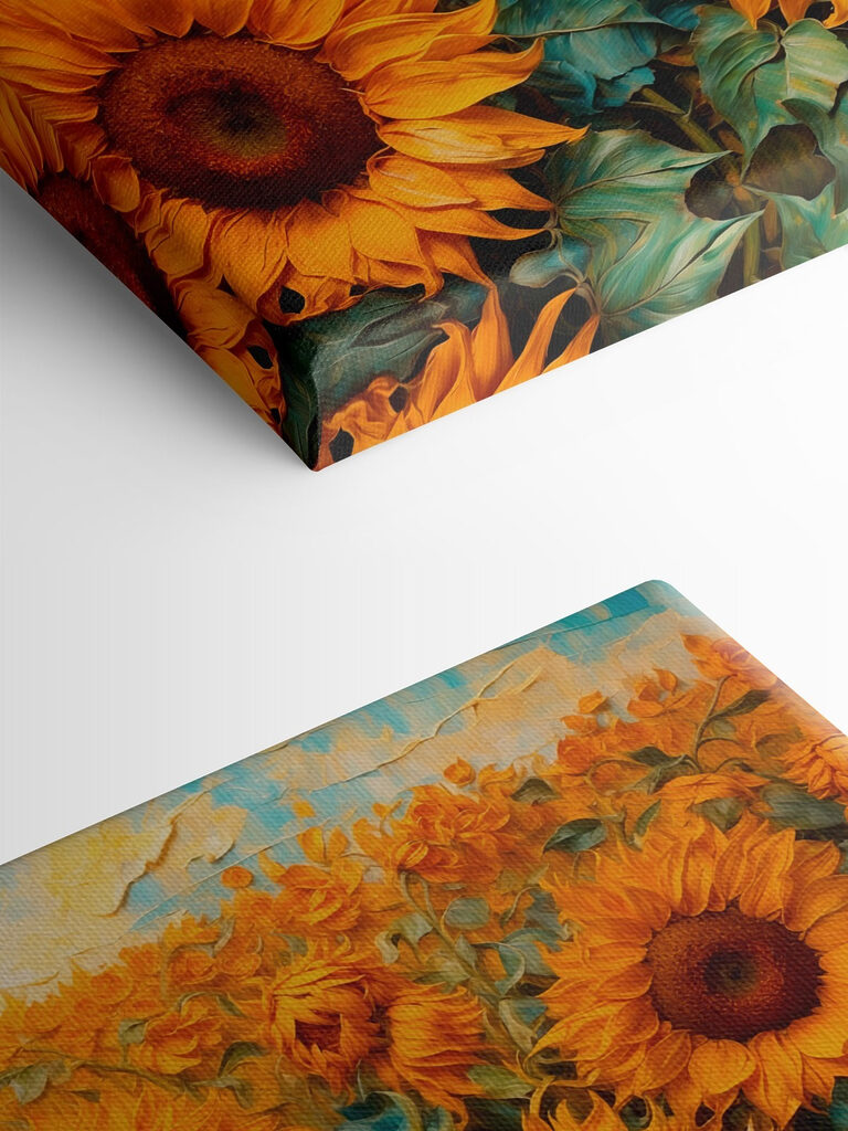 Painting of sunflowers in a field Painting of sunflowers in a field
