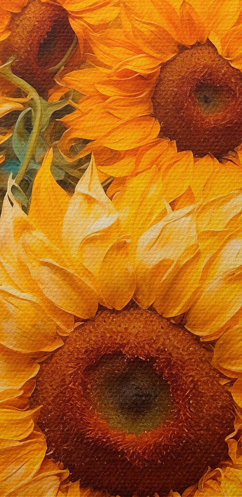 Painting of sunflowers in a field Painting of sunflowers in a field