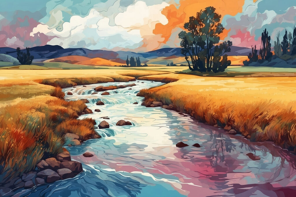 River running through a field River running through a field