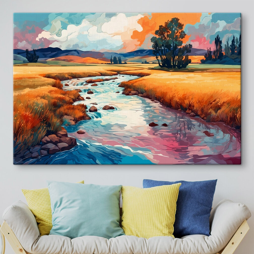 River running through a field River running through a field