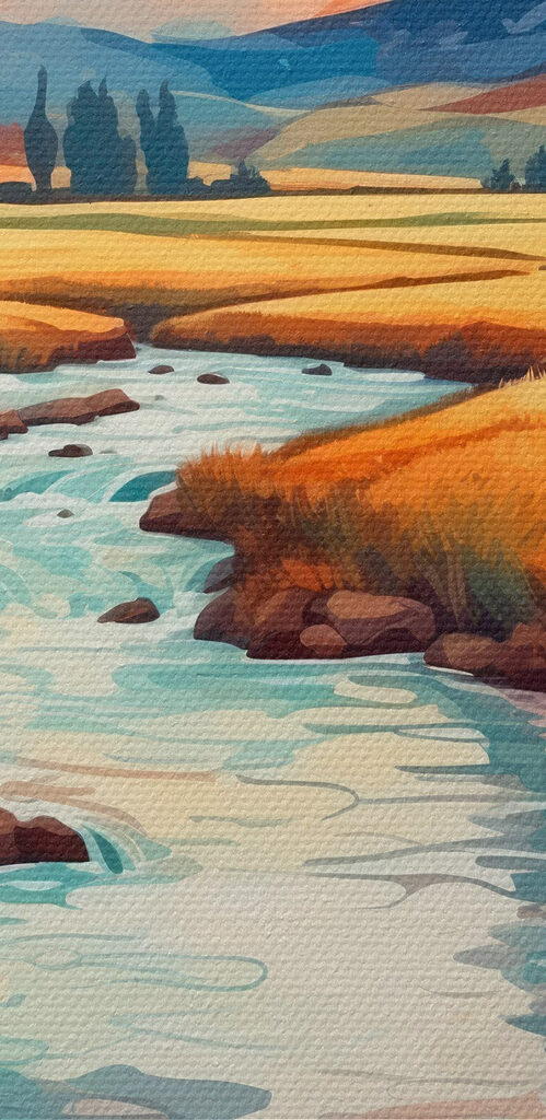 River running through a field River running through a field