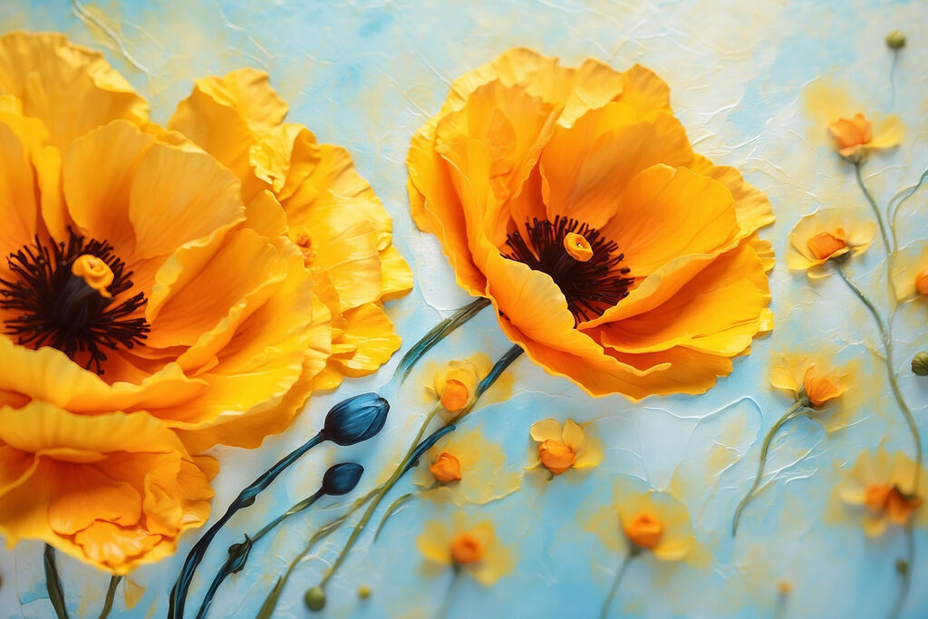 Vibrant blooms enhance serene backdrop