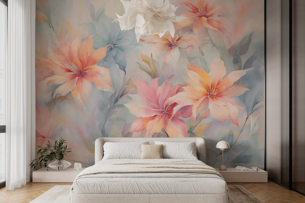 Painting of flowers on a surface