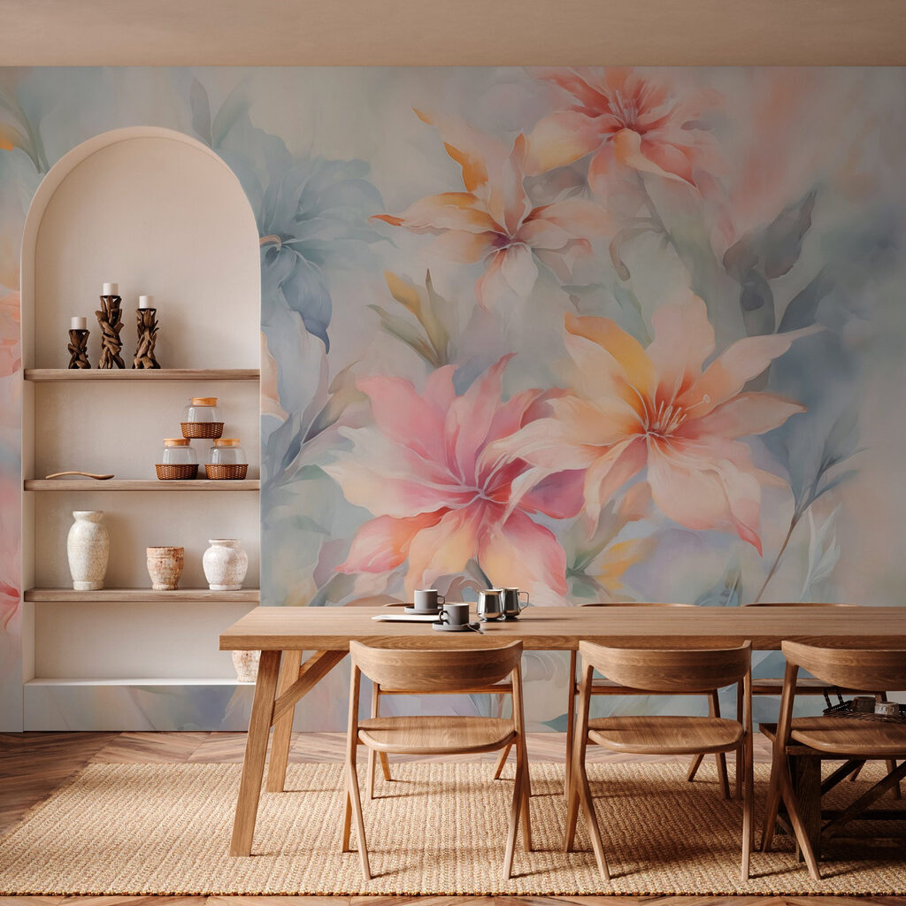 Painting of flowers on a surface