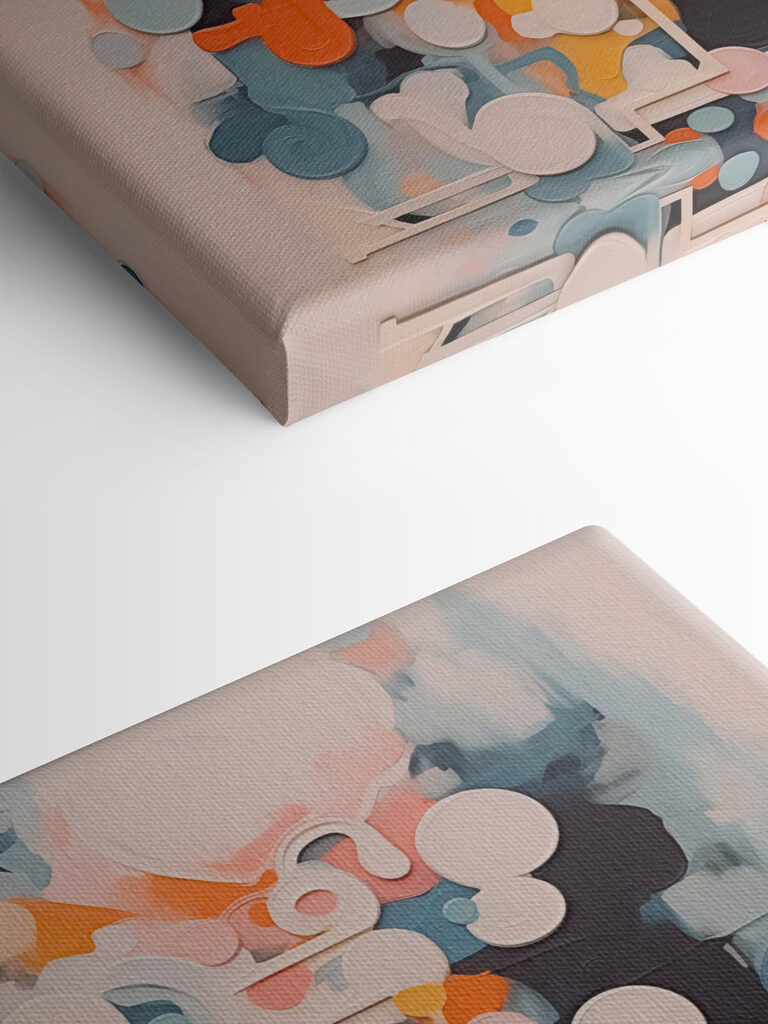 Colorful art piece with white lines and circles Colorful art piece with white lines and circles