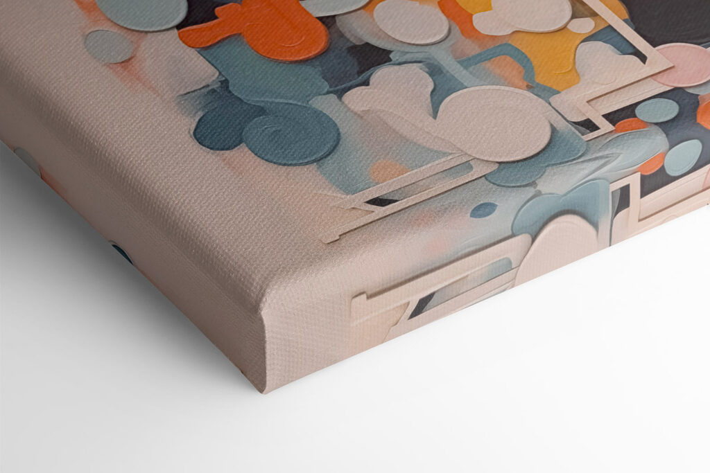 Colorful art piece with white lines and circles Colorful art piece with white lines and circles