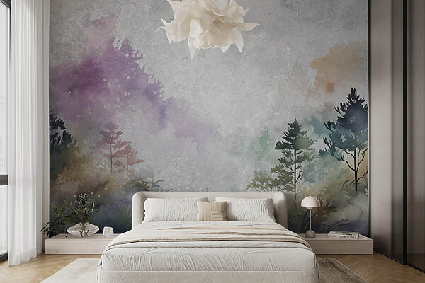 Painting of trees and bushes