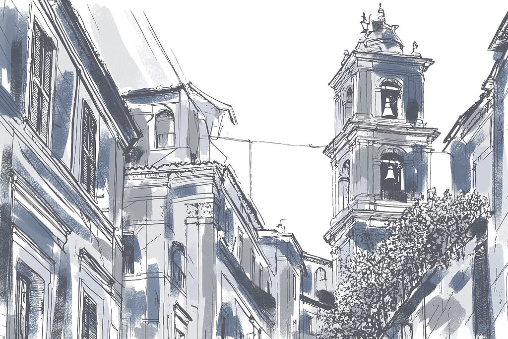 Desenul unei clădiri cu clopote Desenul unei clădiri cu clopote