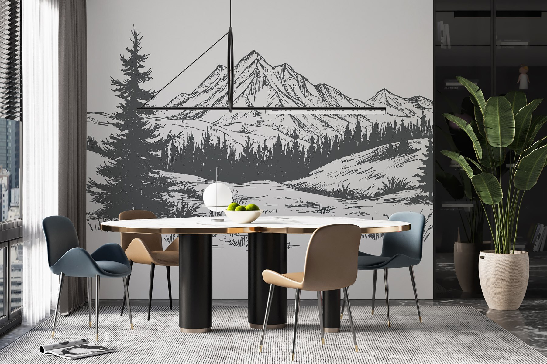 Drawing of a mountain range Drawing of a mountain range