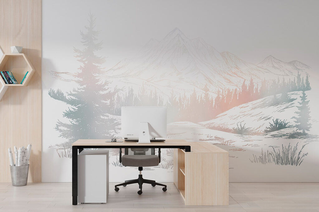 Landscape with trees and mountains Landscape with trees and mountains