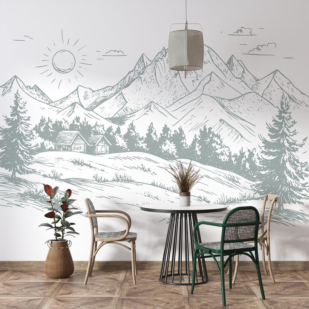 Landscape with trees and mountains Landscape with trees and mountains