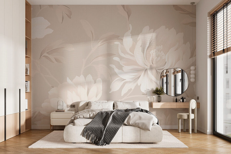 Fototapet Design floral elegant în tonuri moi