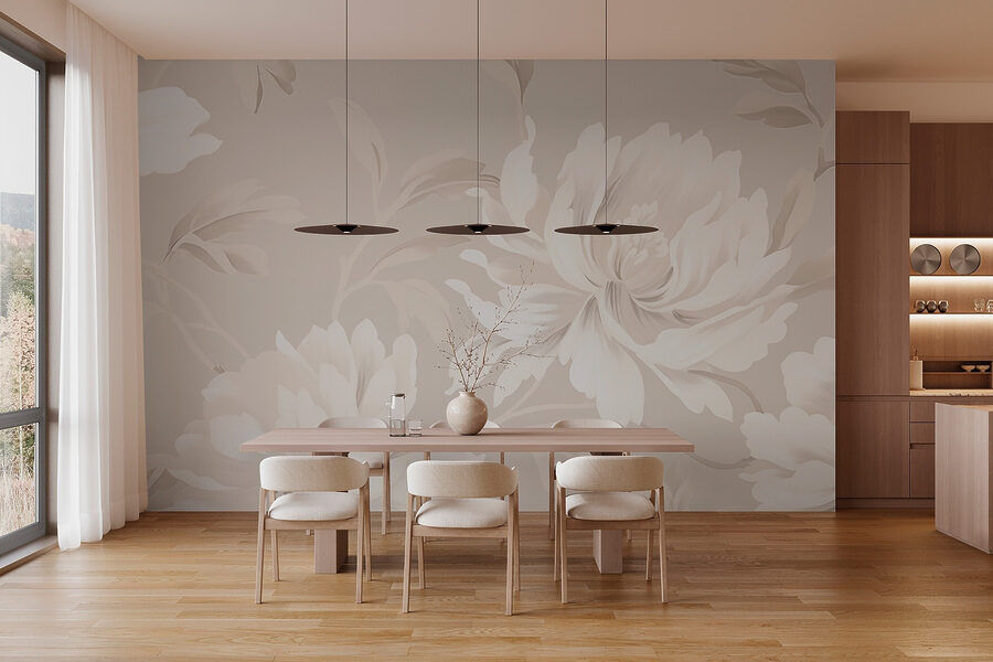Fototapet Design floral elegant în tonuri moi - imagine 3