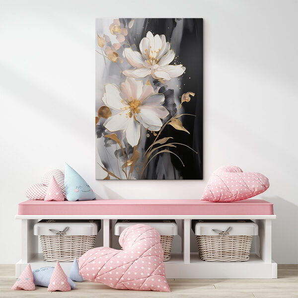 Flori delicate pe o pânză întunecată Flori delicate pe o pânză întunecată