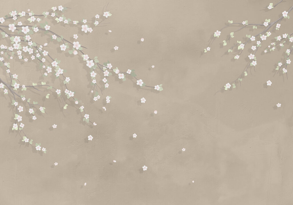 Tree branch with white flowers