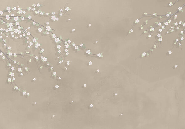 Tree branch with white flowers