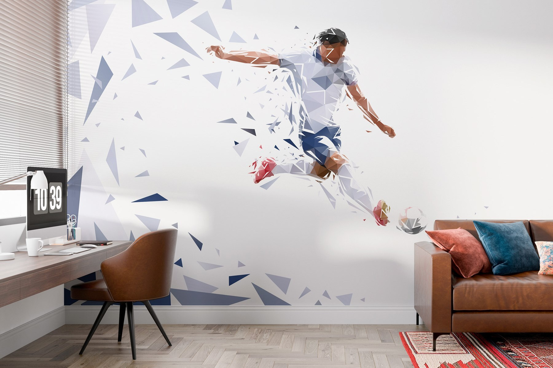 Man kicking a football ball