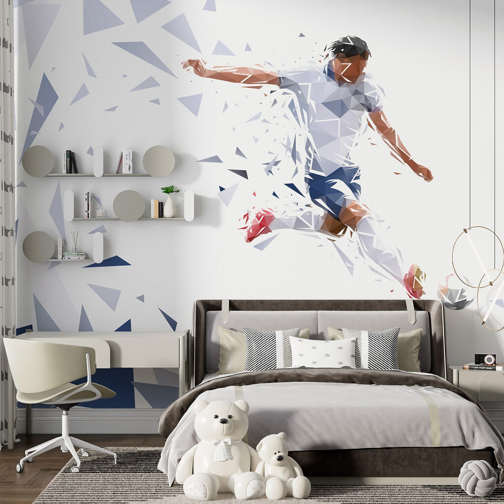 Man kicking a football ball