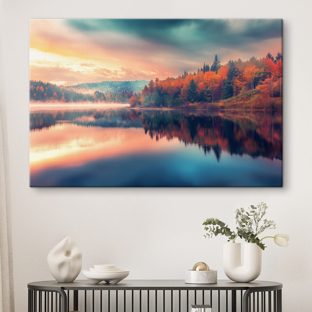 Lake with trees and clouds in the sky