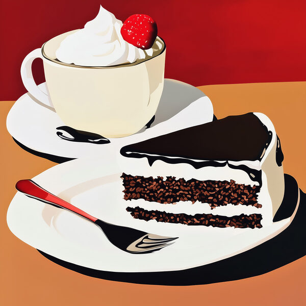 O felie de tort și o ceașcă de cafea O felie de tort și o ceașcă de cafea