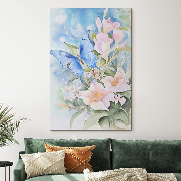 Pictura unui fluture pe flori Pictura unui fluture pe flori