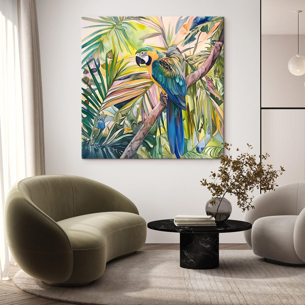 Colorful bird on a tree branch