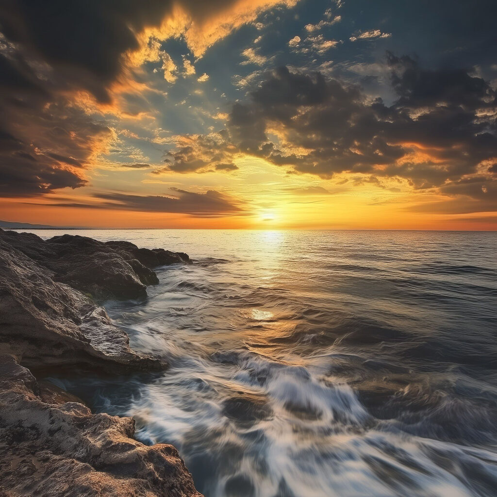 Sunset over a body of water Sunset over a body of water