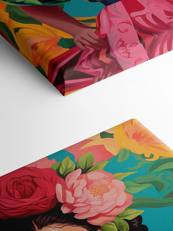 Femeie purtând o rochie colorată cu flori în păr Femeie purtând o rochie colorată cu flori în păr