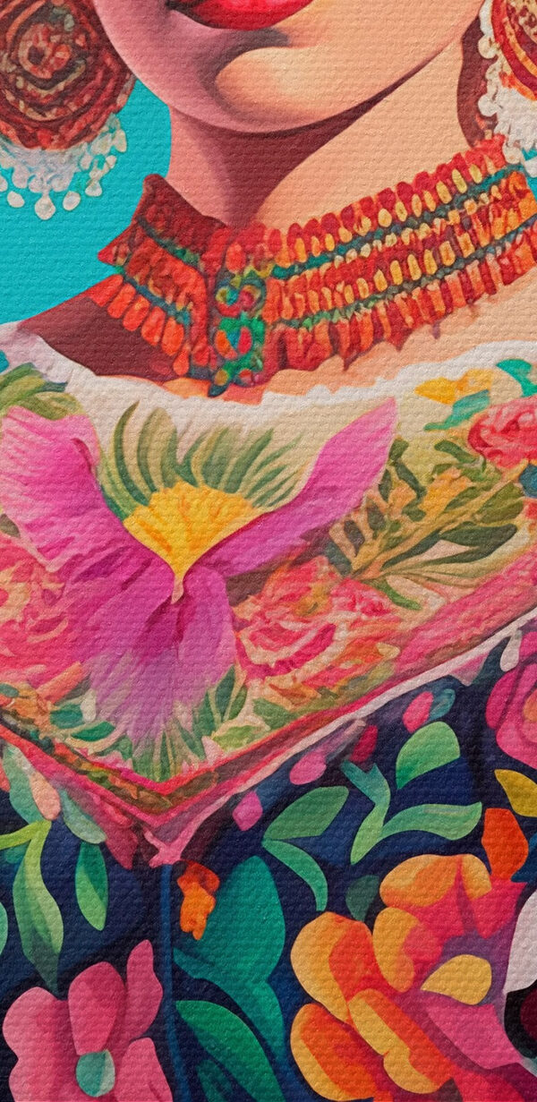 Femeie purtând o rochie colorată cu flori în păr Femeie purtând o rochie colorată cu flori în păr