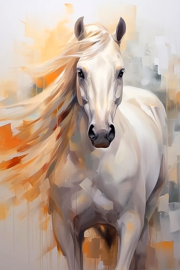 Painting of a white horse Painting of a white horse