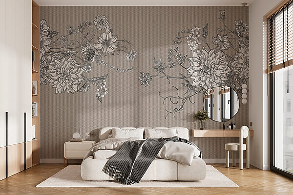 Fototapet Fototapet Ilustrație florală elegantă pe fundal texturat (SKU: w03395)