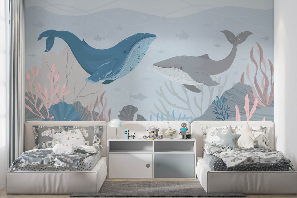 Whale and whale under water Whale and whale under water