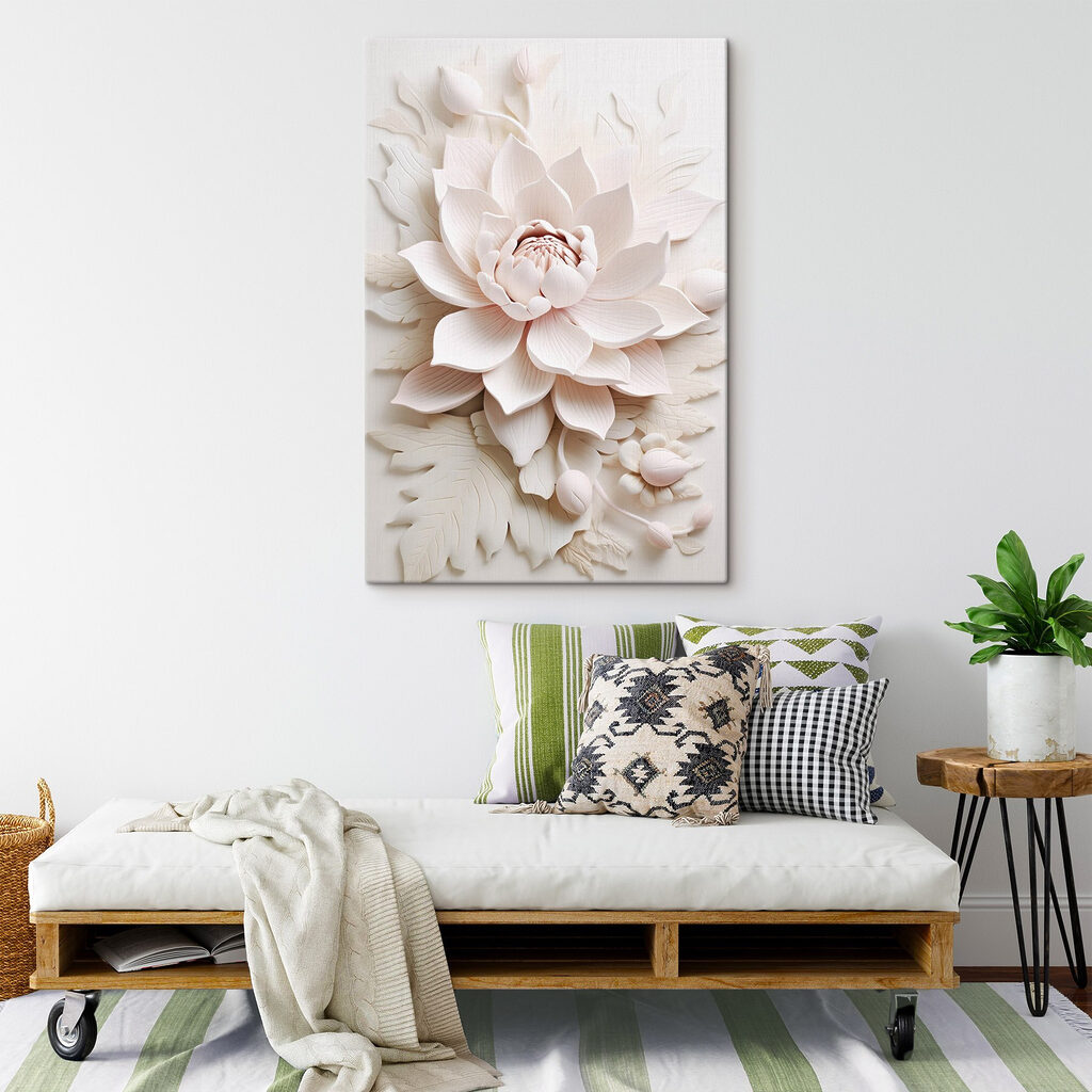 White flower with leaves