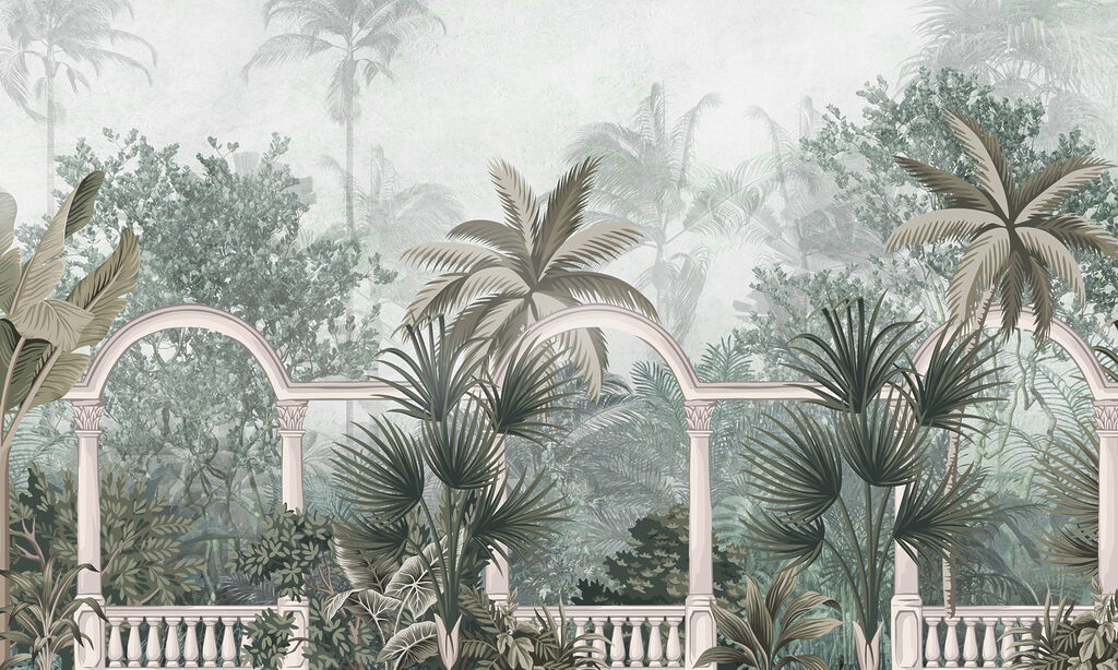 Wallpaper cu palmieri și un balcon Wallpaper cu palmieri și un balcon