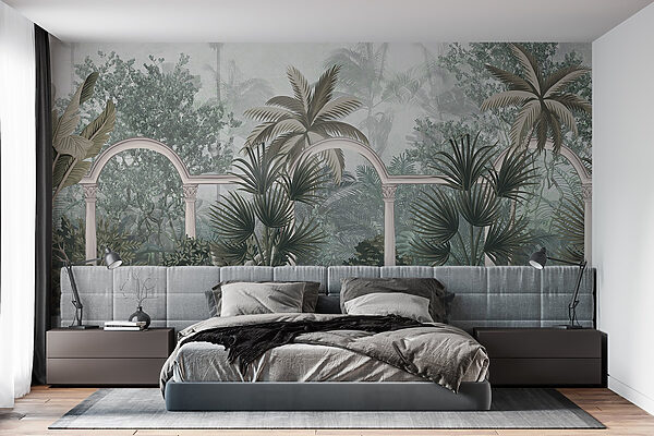 Wallpaper cu palmieri și un balcon Wallpaper cu palmieri și un balcon